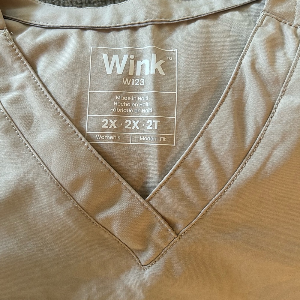 Wink Women's V-Neck Scrub Top in Beige